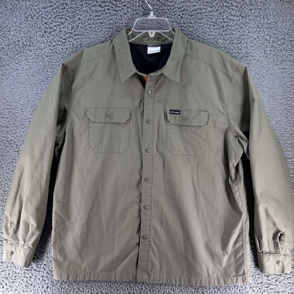 Columbia Mens Landroamer Lined Shirt Jacket Dark Green XL Outdoor Hiking Camp